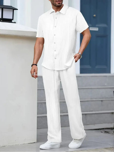 Men’s White Pleated Co-Ord Set
