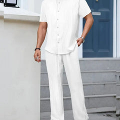 Men’s White Pleated Co-Ord Set