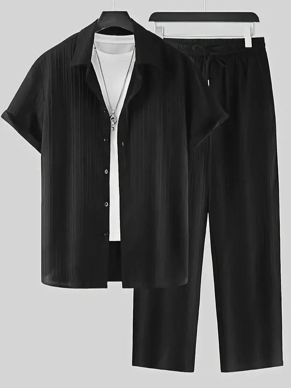 Men's Black Relax Fit Top Bottom Set
