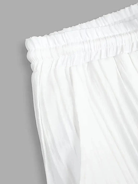 Men's Pleated White Top Bottom Set