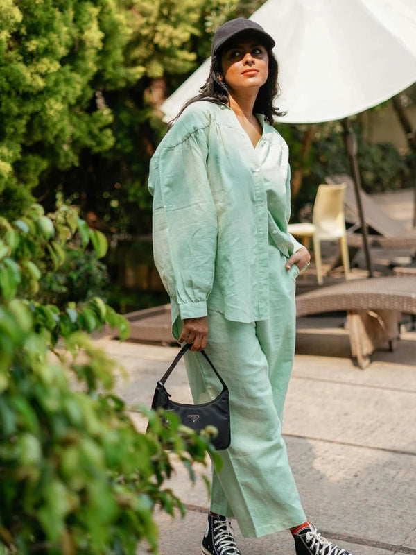 Priyanka Chopra Styled Pista Green Coord Set