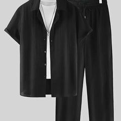 Men’s Black Pleated Co-Ord Set