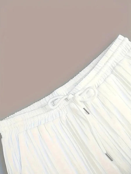 Men's Pleated White Top Bottom Set