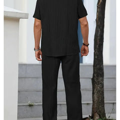 Men’s Black Pleated Co-Ord Set
