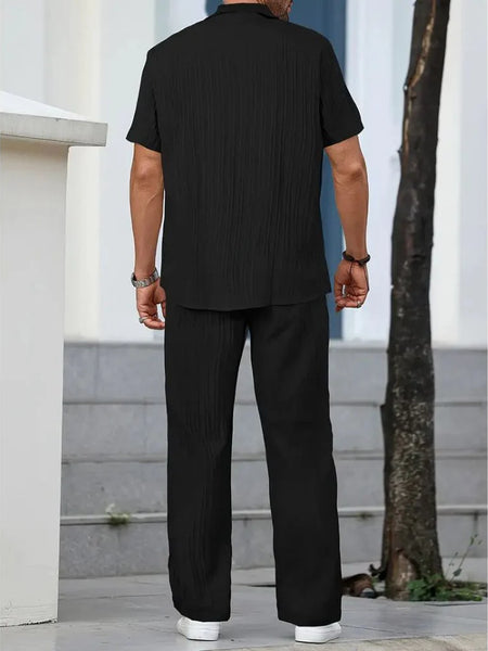 Men’s Black Pleated Co-Ord Set