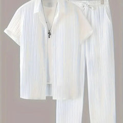 Men’s White Pleated Co-Ord Set