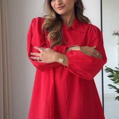 Cherry Red Poplin Dress