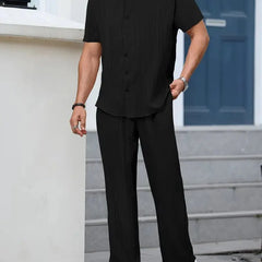 Men’s Black Pleated Co-Ord Set