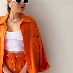 Sunset Haze – Two-Piece Cotton Ensemble