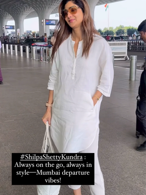Shilpa Shetty Styled Vanilla Linen Kurta Set