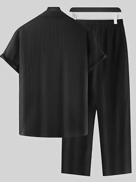 Men's Black Relax Fit Top Bottom Set