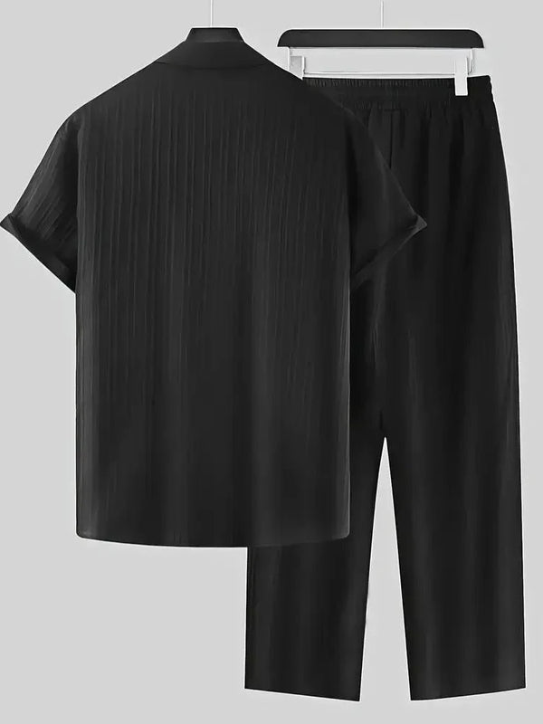 Men's Black Relax Fit Top Bottom Set