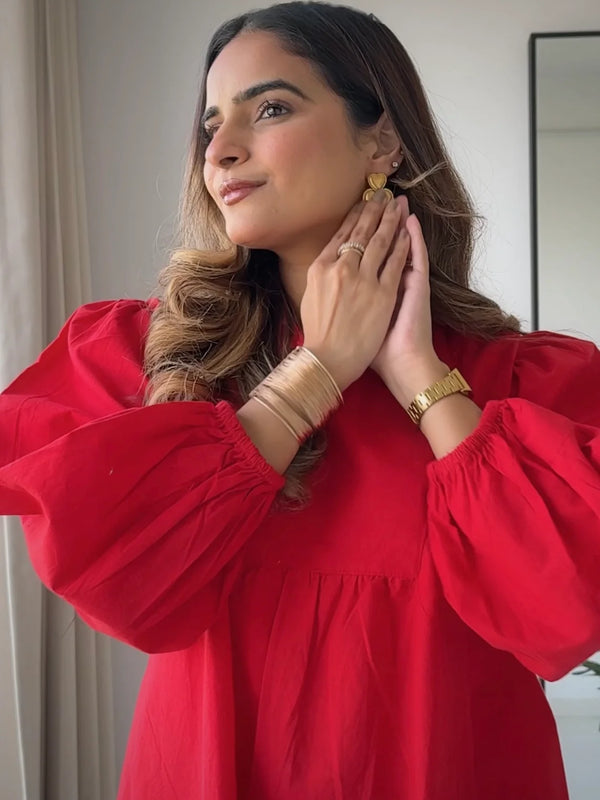 Cherry Red Poplin Dress