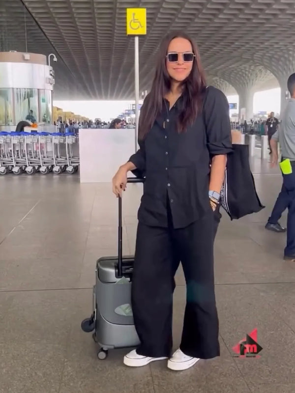 Neha Dhupia Muse Black Linen Coord Set  25