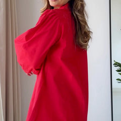 Cherry Red Poplin Dress