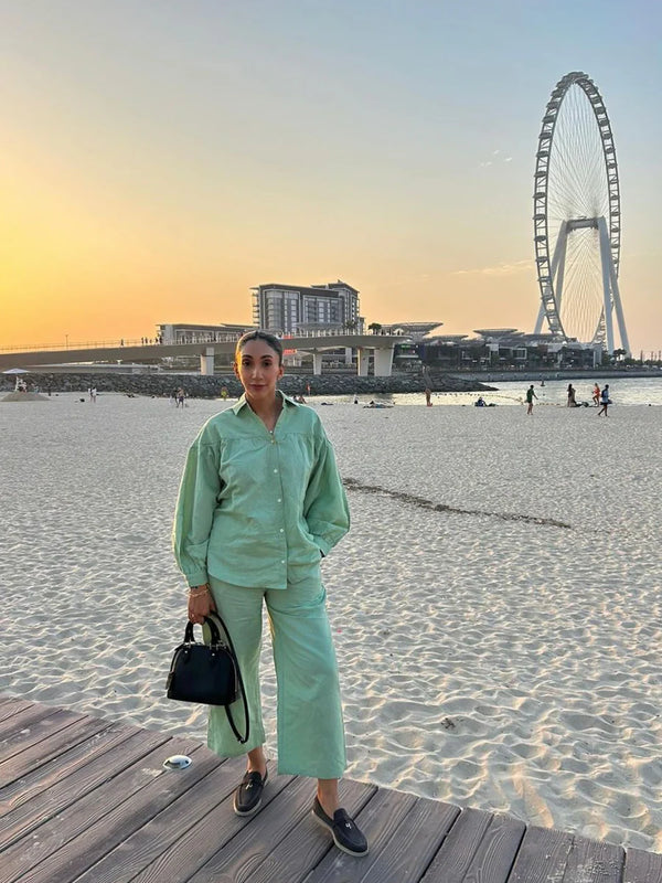 Priyanka Chopra Styled Pista Green Coord Set