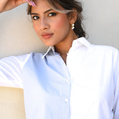 Blocked Vanilla-Blue Linen Coord Set