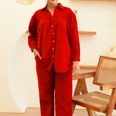 Maroon Linen Coord Set