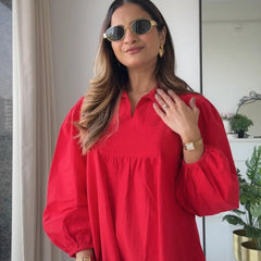 Cherry Red Poplin Dress