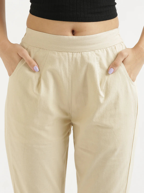 Beige Cotton Pant