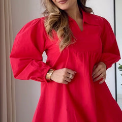 Cherry Red Poplin Dress