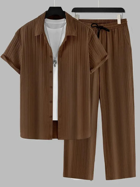Men’s Chocolate Brown Pleated Co-Ord Set
