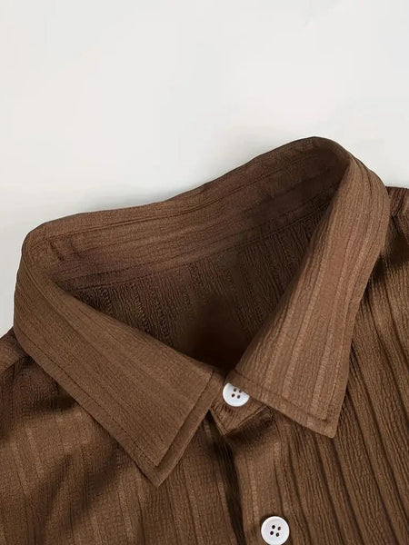 Men's Brown Relax Fit Top Bottom Set
