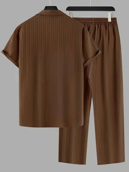 Men's Brown Relax Fit Top Bottom Set