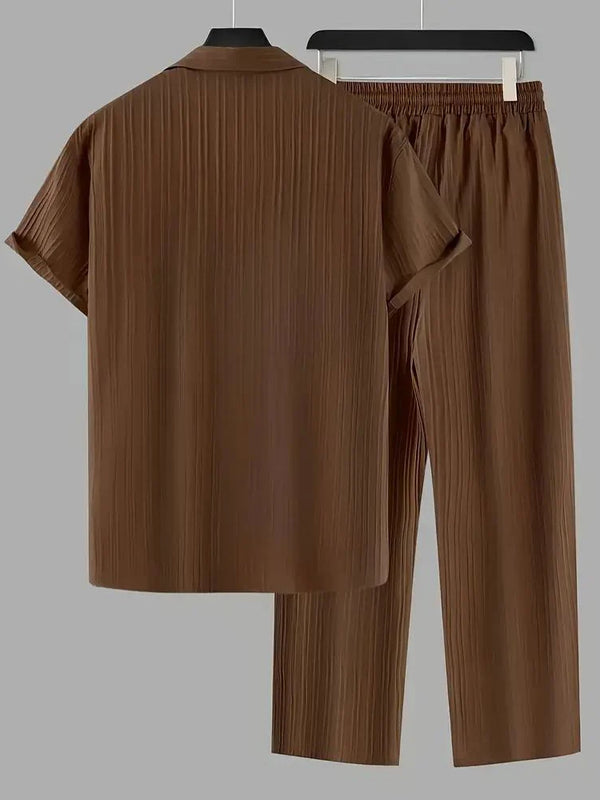 Men's Brown Relax Fit Top Bottom Set