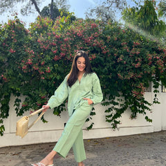 Priyanka Chopra Styled Pista Green Coord Set