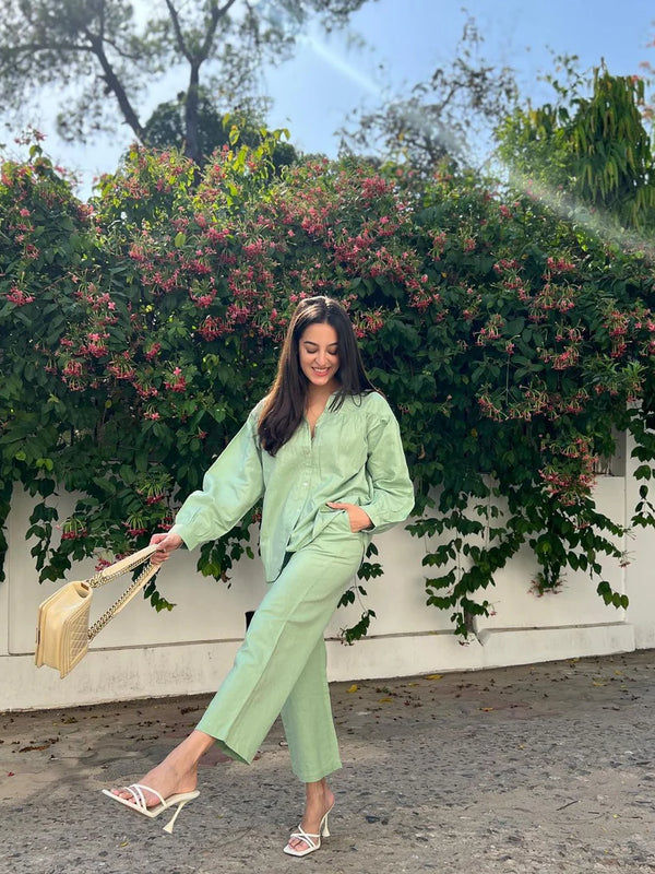 Priyanka Chopra Styled Pista Green Coord Set