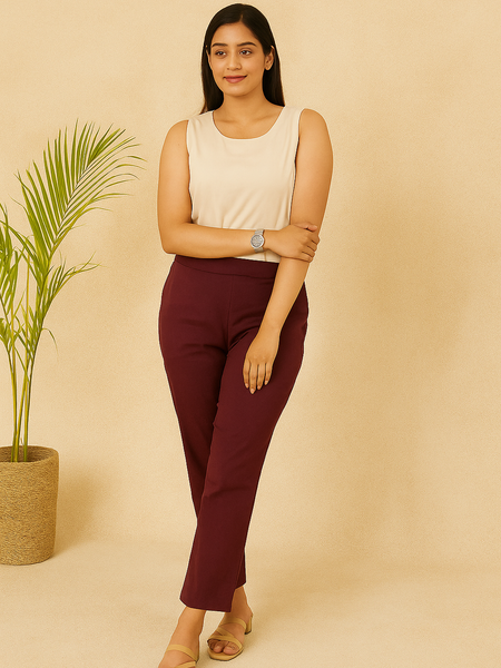 Wine Cotton Pant