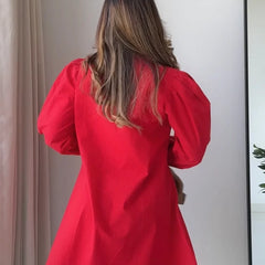 Cherry Red Poplin Dress