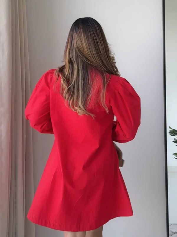Cherry Red Poplin Dress
