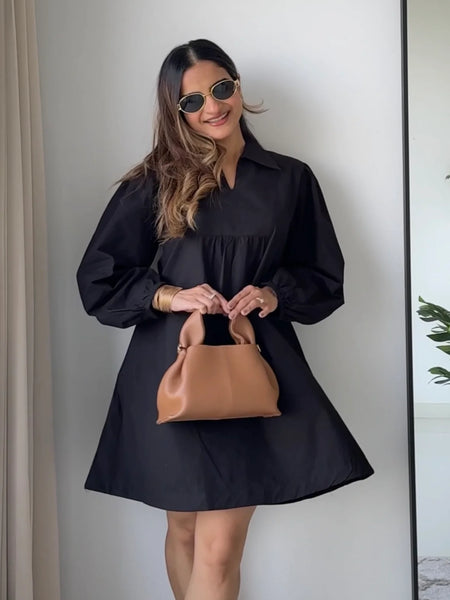 Timeless Black Poplin Dress