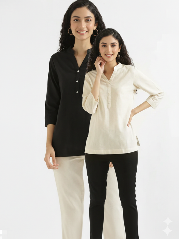Pack Of 2 Short Cotton Short Kurti For Women