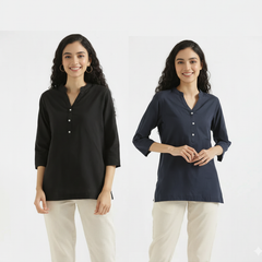 Pack Of 2 Short Cotton Short Kurti For Women