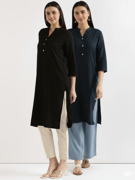 Pack Of 2 Long Cotton Kurti For Women