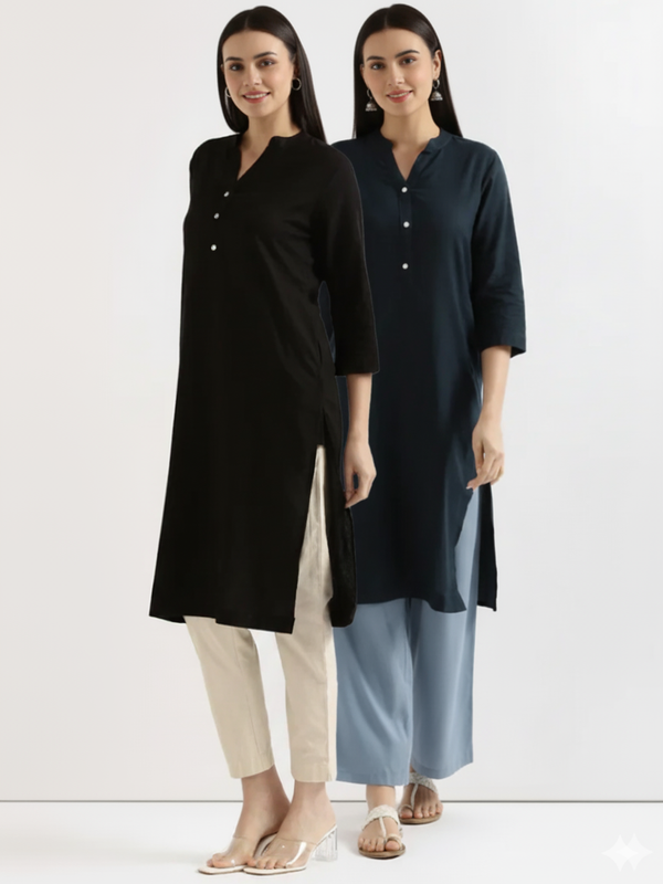 Pack Of 2 Long Cotton Kurti For Women