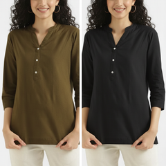 Pack Of 2 Short Cotton Short Kurti For Women