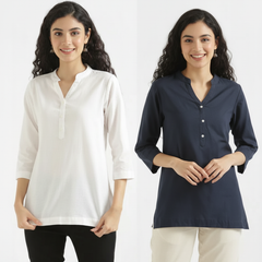 Pack Of 2 Short Cotton Short Kurti For Women