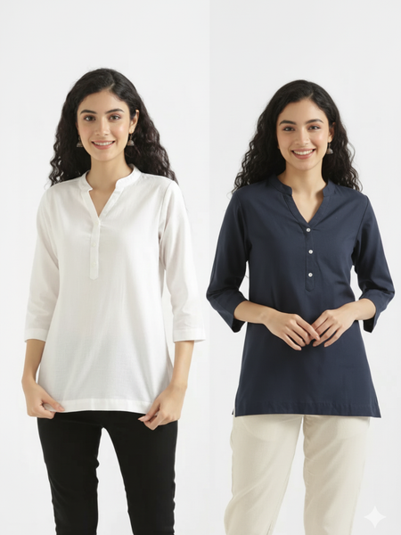 Pack Of 2 Short Cotton Short Kurti For Women
