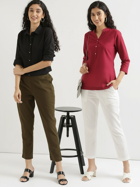 Pack Of 2 Everyday Cotton Pants For Women