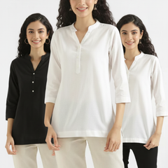 Pack Of 3 Short Cotton Short Kurti For Women
