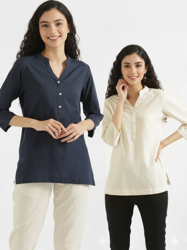 Pack Of 2 Short Cotton Short Kurti For Women