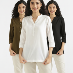Pack Of 3 Short Cotton Short Kurti For Women