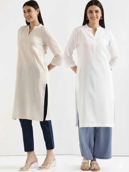 Pack Of 2 Long Cotton Kurti For Women