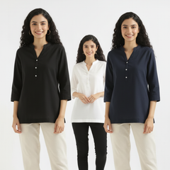 Pack Of 3 Short Cotton Short Kurti For Women