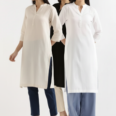Pack Of 3 Long Cotton Kurti For Women