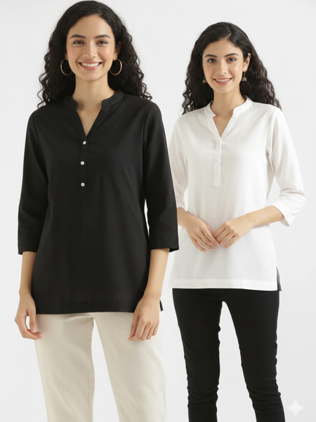 Pack Of 2 Short Cotton Short Kurti For Women